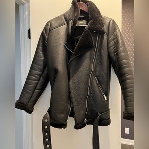 Faux fur lined Moto jacket